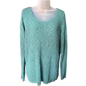 Forever21 Sea Green Pullover Thin Open Knit Scoop Neck Sweater Sz 1X Beachy